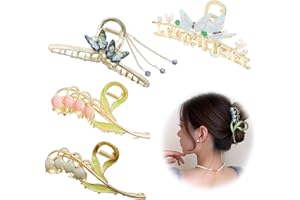 FAMIDIQGO Pack 4 flower Butterfly Metal hairpin for women - Large hair claw clips for women with thick hair, thin hair, hair claw for girls