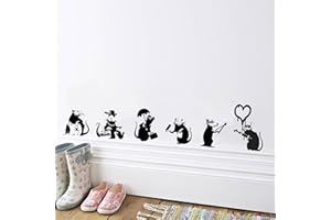 ‎V&C DESIGNS LTD V & C Designs™ Wandaufkleber Banksy Ratten-Kollektion, für Salon, Wohnzimmer, Esszimmer, Küche, Schlafzimmer, aus Vinyl