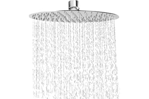 Rain Shower Head, WOOPHEN 12 Inch 304 Stainless Steel Rainfall Showerhead, Mirror-Like Look,Swivel Spray Angle, Voluptuous Shower Experience, Easy Installation, Chrome Finish