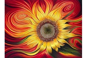 OWN4B Kit per punto croce su tela prestampata, bellissimo motivo stampato con girasole da 11 ct, 36 x 46 cm, kit da ricamo fai da te (girasole)