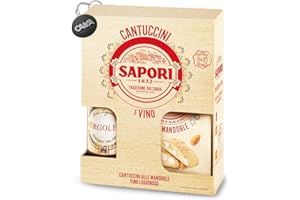 Sapori Cantuccini alle Mandorle e Vino Liquoroso Pergoleto, Confezione 2025 con Portachiavi CAIYA®