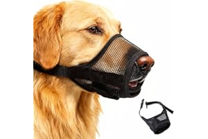 KixMalkinly Dog Muzzle for Large Dog,Muzzles with Adjustable Velcro Straps,Breathable Mesh and Nylon Dog MaskTraining for Biting Chewing,Soft Mesh Muzzle for Small Medium Large Dogs（Black,L）