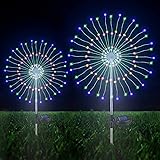 Solarleuchten für Außen Garten Deko, 2 Stück Wasserdicht Solarlampen für Außen Garten, Solar LED Feuerwerk Licht mit 2 Beleuc