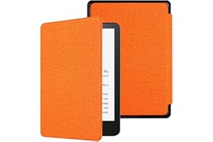 CIAOYE Compatible with 6" New Kindle 11th Generation Case 2024/2022 Release, Lightweight PU Leather Hard Plastic Cover with Smart Auto Wake/Sleep for Amazon Kindle 11th Generation 2024/2022, Orange