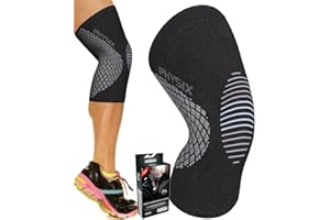 PHYSIX GEAR SPORT Physix Gear Kniebandage, Kompressionsbandage, Alternative zur Knieschiene, Kniebandage für Damen und Herren, Kniebandage, Krafttraining, Knieschoner für Knieschoner (S-Schwarz & Grau, 1 Stück)