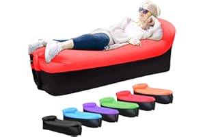 KEEPAA Gonflable Canapé Chaise Longue Gonflable: Chaise de Camping étanche Anti - Fuite d'air avec Sacs de Compression pour Voyage randonnée Plage Pique Nique Festivals de Musique fête (Red)