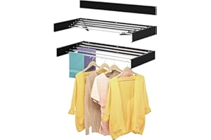 SOUTH AREA - Tendedero de Pared Retráctil y Plegable - Espacio Eficiente y Versátil, Carga 30 kg - Diseño Moderno, Negro, 80 cm