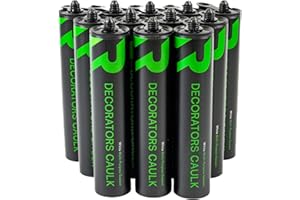 RIKA SAFR011/12 Professional Decorators Caulk White 310ml 12pk Paintable Gap & Crack Filler Odourless Ideal For Sealing Gaps Around Internal Windows Door Frames Skirting Boards Wood Brick Concrete