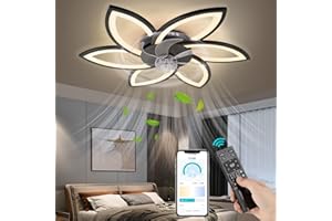 FIMEI 30.7'' Ceiling Fan with Lights, 6 Speeds Fan & Stepless Dimming Light, Remote Control & APP, Modern Fan Lighting for Living Room, Dining Room, Bedroom, Office