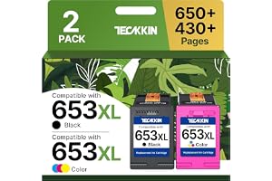 653XL 653 Ink Cartridge High Yield Replacement for HP 653 Ink Cartridge for HP 653XL 653 XL Compatible for HP DeskJet Ink Advantage 6075 6400 2875 2876 2878 4276 4278 Printers (2 Pack, 653XL)