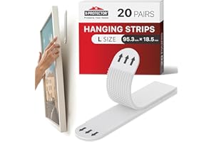 X-Protector Picture Hanging Strips - 20 Pairs Damage Free Picture Hangers - Self Adhesive Picture Hangers Without Nails - Heavy Duty Wall Adhesive - Walls Sticky for Hanging Up to 9 KG (Size L)