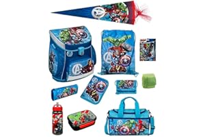 Familando Avengers Schulranzen-Set 15tlg Scooli Campus Fit mit Sporttasche Federmappe gefüllt Schultüte 85cm und Regenschutz