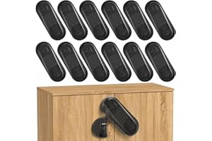 ECHOCUBE Zamki do szafek zabezpieczające przed dziećmi, 12 opakowań zamków do szafek zabezpieczających przed dziećmi z klejem, zamki zabezpieczające przed dziećmi do szafek, szafek, szuflad (czarny)