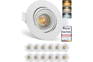 Schiele Focos LED Interior Techo IP65, Downlight LED Techo Empotrable 7W 230V, Corte 68mm - 80mm Luz Cálida Luz Neutra Luces Frío, Ojos de Buey para Cocina Baño Habitacion, 12 Pack