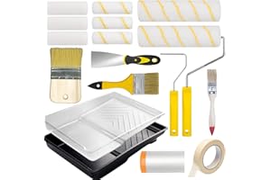 MOEM&AN Set con más Rodillos Pintura | 18 Piezas | Rodillo Pintura Pared Antigoteo y Rodillo Pintura Pequeño | Cubeta Pintura Reutilizable y Brochas Variadas | Kit Pintar Paredes Completo