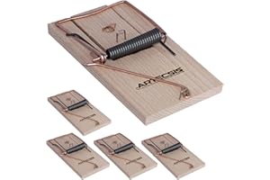 ARTECSIS 5er Pack mit klassischen Rattenfallen aus Holz, Schlagfalle, Schnappfalle, wiederverwendbar, Starke Schlagkraft, innen anwendbar