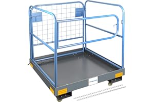 LARBANKE Folding Safety cage, 92 cm x 92 cm Forklift Safety cage with Load Capacity of 590 kg, with Lockable Quiet Steering Wheels and Device Chains, Holds 1 to 2 Adults