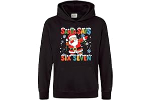 Purple Print House Funny Santa Six Seven Hoodie Dabbing Santa Meme Xmas Hooded Top Boys Girls Father Christmas 6 7 Viral Trend Top