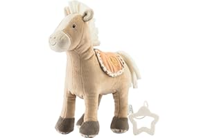 Sterntaler Musical Box M Horse Sunny - Baby Music Box Made of Soft Fabric - Cuddly Toy Baby with Cord Saddle - Sleep Aid, Calming at Home and on the Go Light Beige