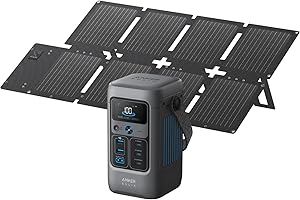 Anker SOLIX C200 DC Power Bank Station and 60W Solar Panel, 192Wh Portable Power Station, LiFePO4 Battery, 200W Solar Generator, For Outdoor, Camping, Traveling, and Emergencies
