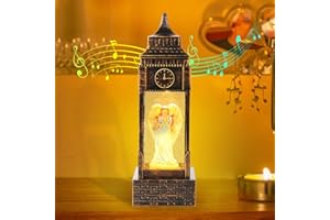 iLitLuk Weihnachtliche Schneekugel wirbelndes Glitzern Musikalische Laterne Spieluhr Big Ben mit Engel Wasserschleuder mit 6-Stunden-Timer USB und Batteriebetrieben 8 Weihnachtslieder Harz 29cm groß