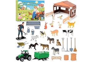 NEUFOOD Kalendarz adwentowy 2025 dla dzieci, kalendarz adwentowy, zabawka dla chłopców, prezent przed Bożym Narodzeniem, wczesna edukacja, z gospodarstwem rolnym, figurkami i traktorem, odpowiedni dla dzieci