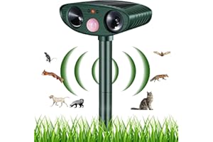 PUTAII Katzenschreck Ultraschall, Solar Tiervertreiber, Tierabwehr Wasserdicht mit PIR-Bewegungssensor wirksam gegen Katzen,Hunde, Vögel,Füchse,Ratten