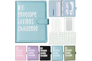 100 Umschläge Geldspar-Herausforderungsbinder-Set, Prefdo Budget Binder Buch Organizer mit Geldumschlägen für 100 Tage Bargeldfüllung, Budgeting Planer Sparen Geld (Blau)