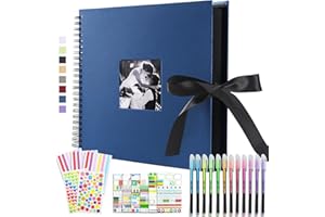 Vienrose Scrapbook Kit Photo Album 30x30 cm DIY with Cover Photo Pocket 80 Pages Silk Ribbon Craft Paper Album for Guest Book Anniversary Wedding Valentines Day