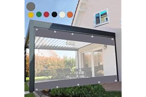GYUEZX Impermeable Cortina Exterior,Transparente Lona con Ojales, Lona Gruesa de 0,5 mm,Cortinas De Partición,para Terraza Pérgola Porche Cenador Cochera (Alto x Ancho) 3x5,8m/9.84x19.03ft
