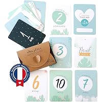 Leobulle Cartes Étapes Mois Bébé - 7 Cartes En Bois Ballon - Photos Grossesse Et Première Année - Cadeau Naissance
