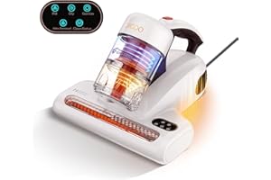 JIGOO Aspirateur Matelas Anti Acariens avec Affichage LED Intelligent, Capteur de Poussière d'acariens, lumière UV-C, Combat Les punaises de lit, Élimine 99,9% des allergènes, Spécial Allergies