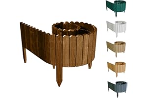 Floranica Rollborder Clôture Flexible en Bois de pin 200 x 20 cm Brune Bordure de Parterre de Gazon Décoration Clôture de Jardin Exterieur pour vergers Palissade en Bois