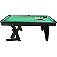 VIAVITO PT100X Folding Pool Billiards Table with Accessories, Space Saving Steady Portable Family Leisure Game Table Set for Kids & Adults w/Cues, Balls, Chalk, Triangle & Brush