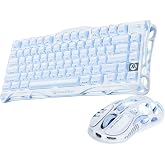 GravaStar Mercury K1+M1 Pro Kablosuz Rgb Işıklı Mekanik Q Gaming Klavye ve Optik Mouse Seti, Ice Blue