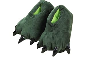 IXITON Adulti/Scarpe Bambini peluche Zampa Artiglio,Unisex verde divertente peluche Dinosauro Artiglio pantofole