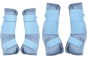 Gallopoff Pack of 4 Horse Gaiters, Breathable Fine Mesh Fly Gaiters for Horses, with Protection and Support Functions