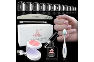 KIANOOL 552 Pezzi Unghie Finte Corte Con Colla Kit Unghie, Tip Unghie Ricostruzione Tips Per Unghie In Gel Set, Mini Uv Lampada e Colla 5 In 1, 12 Taglie Kit Tip Unghie Piazza, Manicure Acrygel
