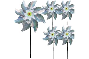 Sorzlluo Mulino a vento riflettente, per girandola a vento, riflettente, per giardino, frutteto, balcone e tetto (argento, 5 pezzi)