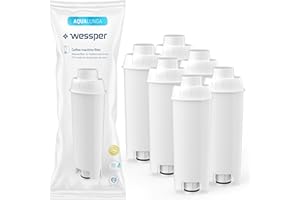 Wessper Cartouches Filtre à Eau Aqua Lunga Compatibles avec Machine à Café Automatique Delonghi DLSC002, SER3017 & 5513292811 – ECAM, ESAM, ETAM, SECAM – Lot de 6
