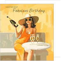 WBdesignz Geburtstagskarte „Happy Birthday“ Mit Wein & Rosen – DIN A6, Aquarell-Design, Inkl. Umschlag