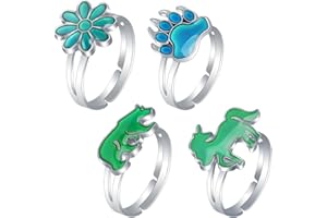 FANCYWUXI 4 Pezzi Anello Dell'Umore Che Cambia Colore Anello Dell'Emozione Della Temperatura Emozioni di Temperatura Anelli Cambiamento di Colore In Base Alla Temperatura per Bambini e Bambine