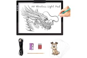 TOHETO A4 Kabellos LED Leuchttisch mit Innovativem Ständer und oberem Clip, Wiederaufladbar Leuchtkasten Stufenlos Dimmbar 6 Helligkeitsstufen Leuchttafel Leuchtplatte zum Diamantmalerei (Schwarz)