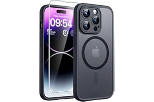 TOCOL Funda para iPhone 14 Pro, Funda Magnética para iPhone 14 Pro 6,1 Pulgadas [Protección Lente Cámara] [Protección Militar] Translúcida Mate Trasera, Titanio Negro