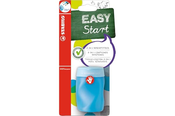 STABILO EASYsharpener- Taille crayon ergonomique - avec réservoir - blister x 1 - bleu - Droitier