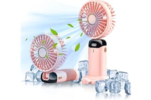 COTTON YANGDA mebiusyhc Mini ventilateur portable personnel à suspendre à 90° réglable rechargeable par USB 4000 mAh 5 vitesses pour la maison,le bureau,les voyages,l'extérieur,l'école (rose)