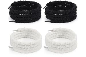 SLEEKEE 4 Lacets En Peluche Flocon De Neige Élastiques et Remplaçables, 120 Cm De Long Pour Baskets Et Chaussures En Toile