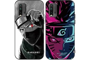 Eouine [2 Piezas] Fundas para Xiaomi Redmi 9T / 9 Power 6,53",Anti Golpes Suave TPU Silicona Carcasa con Kakashi Anime Manga Ninja Patrón Antichoque Protectora Case Compatible con Redmi 9 Power, 01