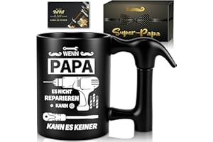 SYNERIX Geschenke für Papa Geschenk Weihnachten - Weihnachtsgeschenke Papa Tasse mit Hammergriff Vater Geschenk, Lustige Keramik Kaffeetasse für Männer Geburtstagsgeschenk(450ML)