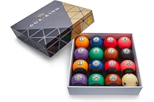 Cue-King Black Edition Pool Balls, Grade AA+ 2-1/4" Regulation Size Set with Pro Dotted Cue Ball